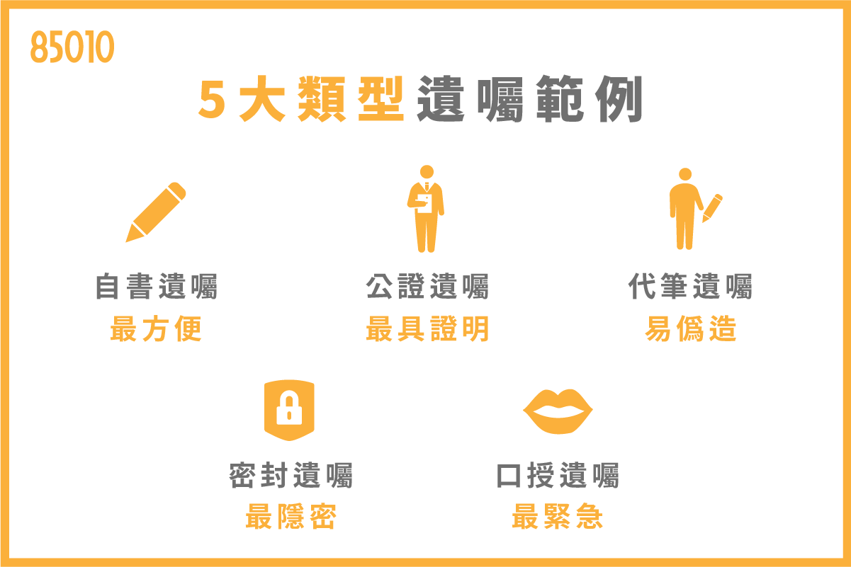 5大類型遺囑範例